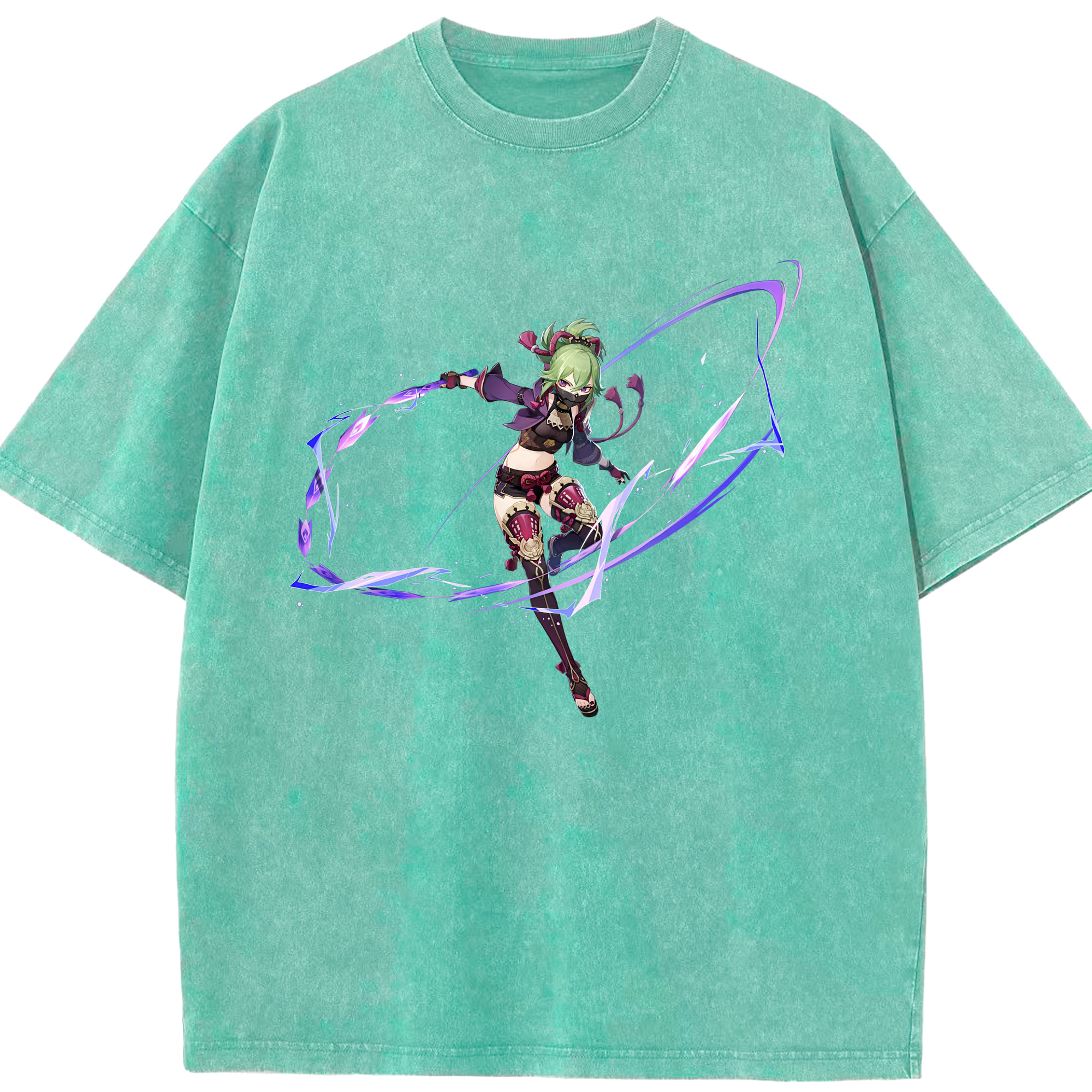 げんし神  久岐忍 くき しのぶ genshin Kuki Shinobu 綿100% ヴィンテージ風 半袖Tシャツ（フロントプリント）